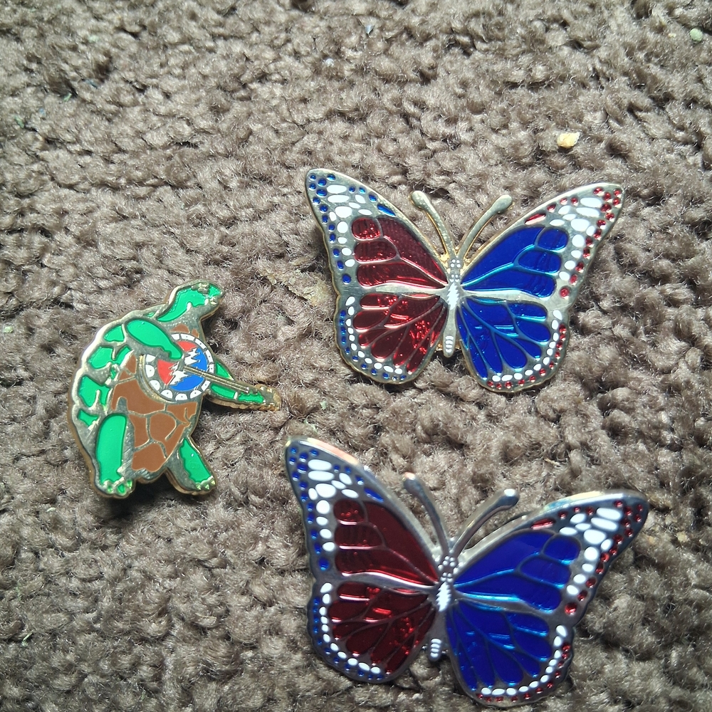 Grateful Dead Colorful Turtle and Butterfly Pins